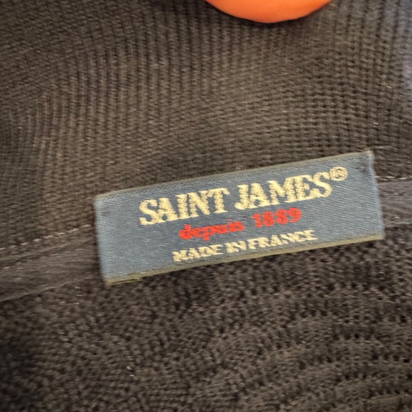 Saint James boiled wool waffle weave full zip cardigan with shawl collar US 12 - Picture 6 of 7